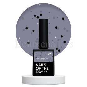 Esmalte Permanente MiDots 09 NAILSOFTHEDAY, Gris con partículas negras, 10 ml