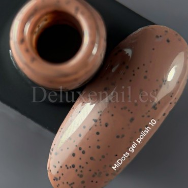 Esmalte Permanente MiDots 10 NAILSOFTHEDAY, Marrón con partículas negras, 10 ml