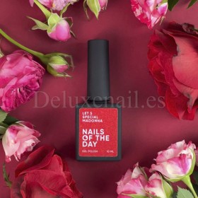 Esmalte Permanente Let’s special Madonna NAILSOFTHEDAY, Rojo con micro brillo, 10 ml