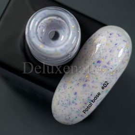 Potal Base 02 NAILSOFTHEDAY, base decorativa, azul lechoso con trozos de foil multicolor, 10 ml