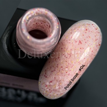 Potal Base 04 NAILSOFTHEDAY, base decorativa, rosa con trozos de foil multicolor, 10 ml