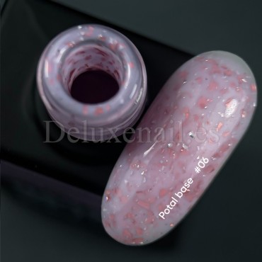 Potal Base 06 NAILSOFTHEDAY, base decorativa, rosa con trozos de foil cobre, 10 ml