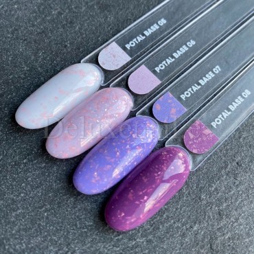 Potal Base 08 NAILSOFTHEDAY, base decorativa, morado con trozos de foil cobre, 10 ml