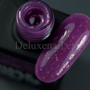 Potal Base 08 NAILSOFTHEDAY, base decorativa, morado con trozos de foil cobre, 10 ml