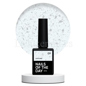 Potal Base 09 NAILSOFTHEDAY, base decorativa, gris lechoso con trozos de foil plateado, 10 ml