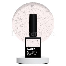 Potal Base 10 NAILSOFTHEDAY, base decorativa, blanco lechoso con trozos de foil plateado, 10 ml