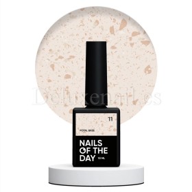Potal Base 11 NAILSOFTHEDAY, base decorativa, blanco lechoso con trozos de foil dorado, 10 ml