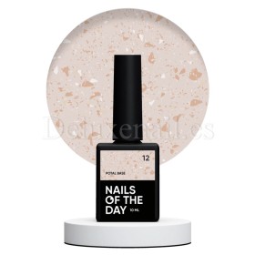 Potal Base 12 NAILSOFTHEDAY, beige con trozos de foil dorado, 10 ml