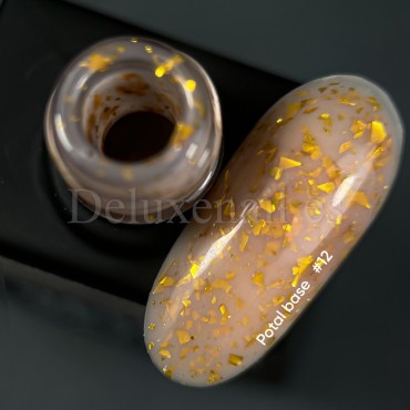 Potal Base 12 NAILSOFTHEDAY, beige con trozos de foil dorado, 10 ml