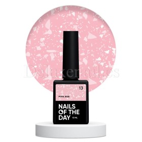 Potal Base 13 NAILSOFTHEDAY, base decorativa, rosa traslúcido con trozos de foil blanco, 10 ml