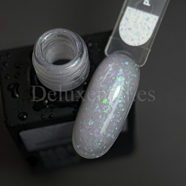 Potal Base 16 NAILSOFTHEDAY, base decorativa, blanco lechoso con trozos de foil holográfico, 10 ml