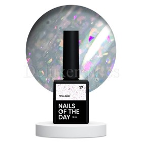 Potal Base 17 NAILSOFTHEDAY, base decorativa, blanco lechoso con trozos de foil holográfico, 10 ml