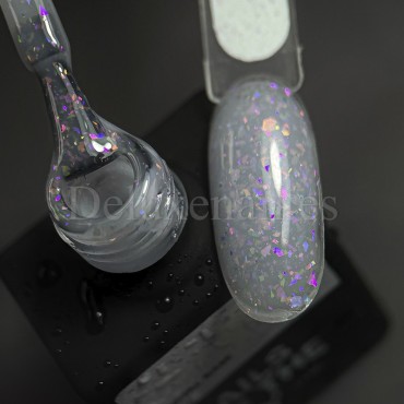 Potal Base 17 NAILSOFTHEDAY, base decorativa, blanco lechoso con trozos de foil holográfico, 10 ml