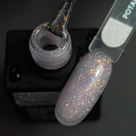 Potal Base 18 NAILSOFTHEDAY, base decorativa, blanco lechoso con trozos de foil holográfico, 10 ml