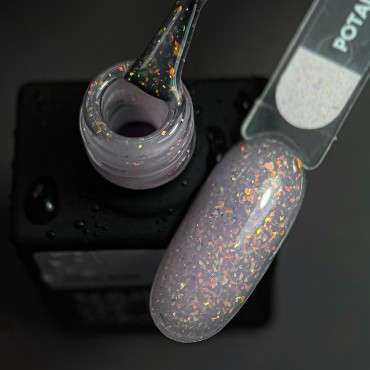 Potal Base 18 NAILSOFTHEDAY, base decorativa, blanco lechoso con trozos de foil holográfico, 10 ml