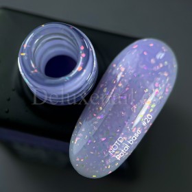 Potal Base 20 NAILSOFTHEDAY, base decorativa, lila con trozos de foil holográfico, 10 ml