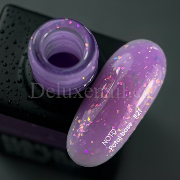 Potal Base 21 NAILSOFTHEDAY, base decorativa, violeta con trozos de foil holográfico, 10 ml