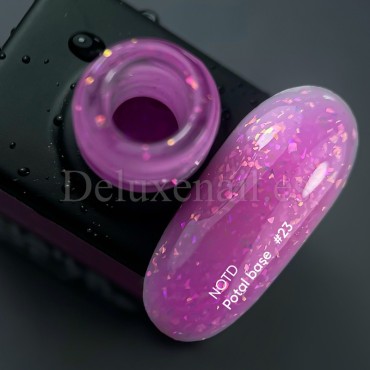 Potal Base 23 NAILSOFTHEDAY, base decorativa, rosa con trozos de foil holográfico, 10 ml
