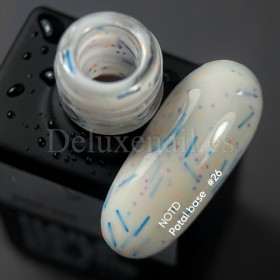 Potal Base 26 NAILSOFTHEDAY, base decorativa, beige lechoso con decoración mix neón, 10 ml