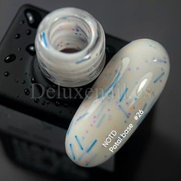 Potal Base 26 NAILSOFTHEDAY, base decorativa, beige lechoso con decoración mix neón, 10 ml