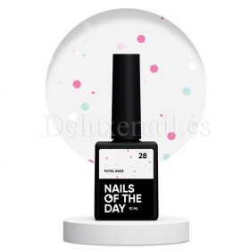 Potal Base 28 NAILSOFTHEDAY, base decorativa, blanco lechoso con decoración mix neón, 10 ml