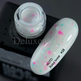 Potal Base 28 NAILSOFTHEDAY, base decorativa, blanco lechoso con decoración mix neón, 10 ml