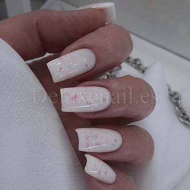 Potal Base 28 NAILSOFTHEDAY, base decorativa, blanco lechoso con decoración mix neón, 10 ml