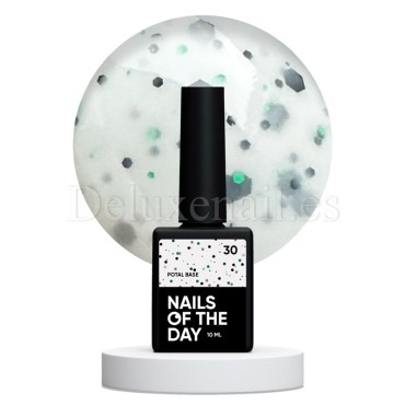 Potal Base 30 NAILSOFTHEDAY, base decorativa, blanco lechoso con hexágonos negro y verde, 10 ml