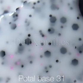 Potal Base 31 NAILSOFTHEDAY, base decorativa, blanco lechoso con hexágonos negro y rosa, 10 ml