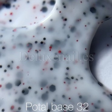 Potal Base 32 NAILSOFTHEDAY, base decorativa, blanco lechoso con hexágonos negro y rojo, 10 ml