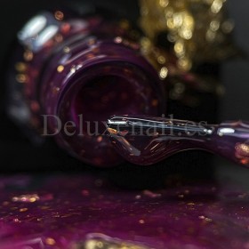 Malbec Base Potal 01 NAILSOFTHEDAY, base decorativa, rosa fucsia con trozos de foil dorado, 10 ml
