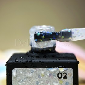 Party Base 02 NAILSOFTHENIGHT, base decorativa, blanco lechoso con hexágonos holográficos, 10 ml
