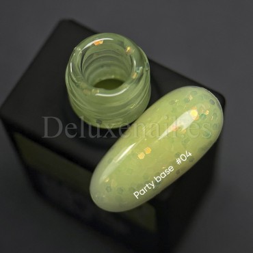 Party Base 04 NAILSOFTHENIGHT, base decorativa, verde con hexágonos holográficos, 10 ml