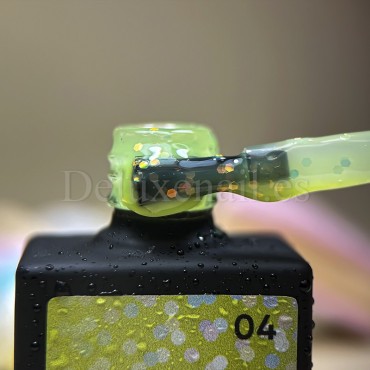 Party Base 04 NAILSOFTHENIGHT, base decorativa, verde con hexágonos holográficos, 10 ml