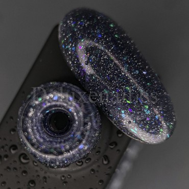 Reflective Base 02 NAILSOFTHENIGHT, base decorativa, azul con micro brillo reflectante azul y turquesa, 10 ml