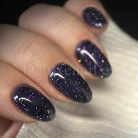Reflective Base 03 NAILSOFTHENIGHT, base decorativa, azul oscuro con micro brillo reflectante morado y rosa, 10 ml