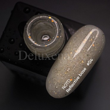 Reflective Base 04 NAILSOFTHENIGHT, base decorativa, beige lechoso con micro brillo reflectante, 10 ml