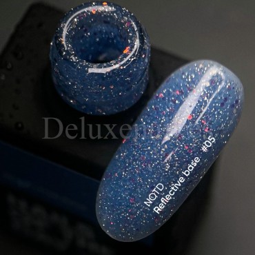 Reflective Base 05 NAILSOFTHENIGHT, base decorativa, azul claro con micro brillo reflectante holográfico, 10 ml