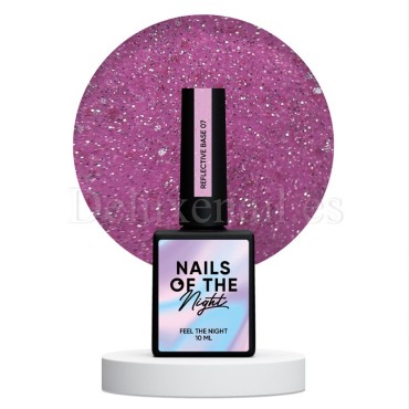 Reflective Base 07 NAILSOFTHENIGHT, base decorativa, rosa con micro brillo reflectante, 10 ml