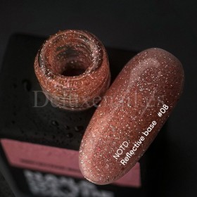Reflective Base 08 NAILSOFTHENIGHT, base decorativa, melocotón con micro brillo reflectante, 10 ml
