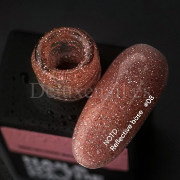 Reflective Base 08 NAILSOFTHENIGHT, base decorativa, melocotón con micro brillo reflectante, 10 ml