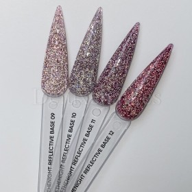 Reflective Base 09 NAILSOFTHENIGHT, base decorativa, rosa con micro brillo reflectante, 10 ml