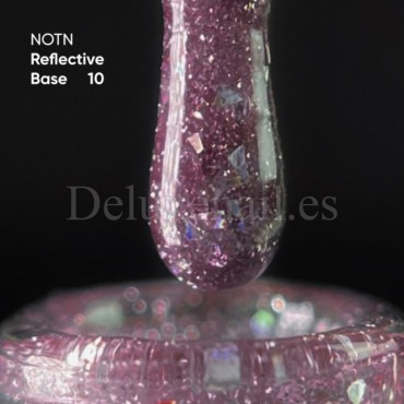 Reflective Base 10 NAILSOFTHENIGHT, base decorativa, violeta claro con micro brillo reflectante, 10 ml
