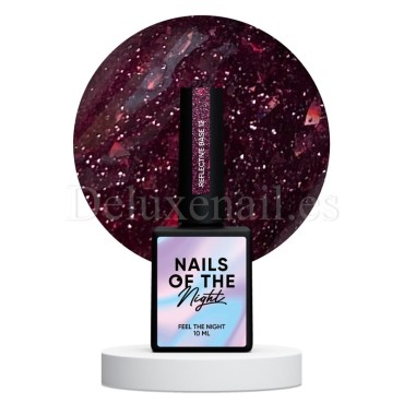 Reflective Base 12 NAILSOFTHENIGHT, base decorativa, violeta con micro brillo reflectante, 10 ml