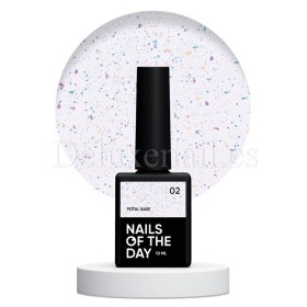 Potal Base 02 NAILSOFTHEDAY, base decorativa, azul lechoso con trozos de foil multicolor, 10 ml