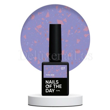Potal Base 07 NAILSOFTHEDAY, base decorativa, lila oscuro con trozos de foil cobre, 10 ml