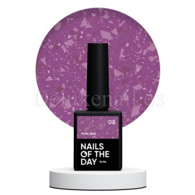 Potal Base 08 NAILSOFTHEDAY, base decorativa, morado con trozos de foil cobre, 10 ml