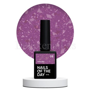 Potal Base 08 NAILSOFTHEDAY, base decorativa, morado con trozos de foil cobre, 10 ml