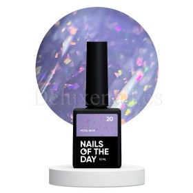Potal Base 20 NAILSOFTHEDAY, base decorativa, lila con trozos de foil holográfico, 10 ml