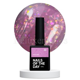Potal Base 22 NAILSOFTHEDAY, base decorativa, rosa con trozos de foil holográfico, 10 ml